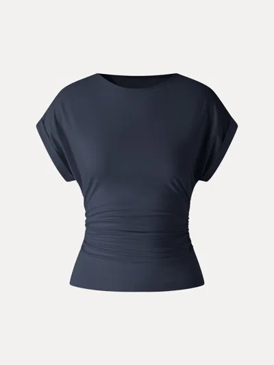 Oglmove Cooltouch Round Neck Ruched Tee In Blue
