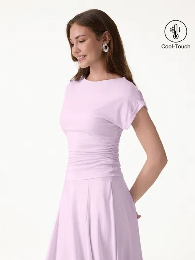 Oglmove Cooltouch Round Neck Ruched Tee In Pink