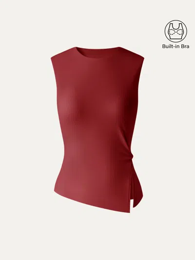 Oglmove Cooltouch Round Neck Twisted Bra Tank With Slit