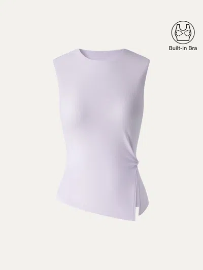 Oglmove Cooltouch Round Neck Twisted Bra Tank With Slit