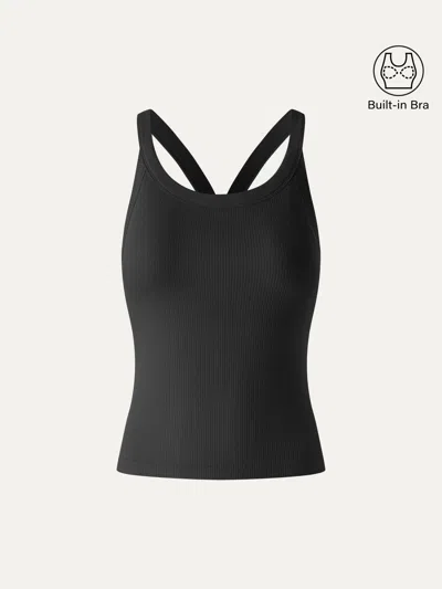 Oglmove Cooltouch Scoop Neck Racer Back Brami In Black