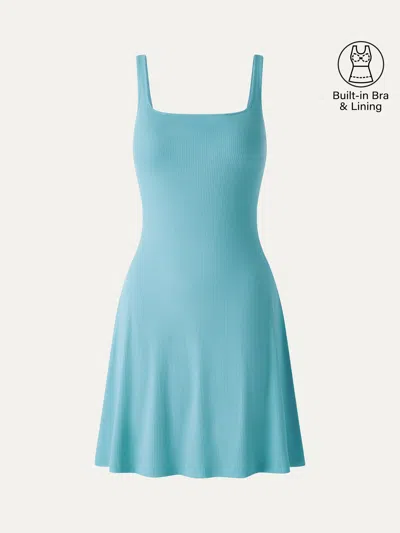 Oglmove Cooltouch Square Neck Sleeveless Bra Dress In Blue