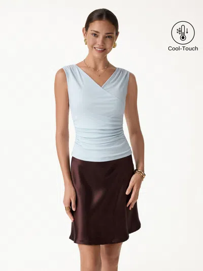 Oglmove Cooltouch Surplice Neck Gathered Waist Top In Blue