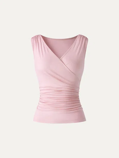 Oglmove Cooltouch Surplice Neck Gathered Waist Top In Pink