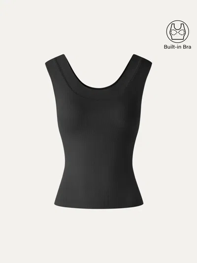 Oglmove Cooltouch U-neck Bra Tank In Black