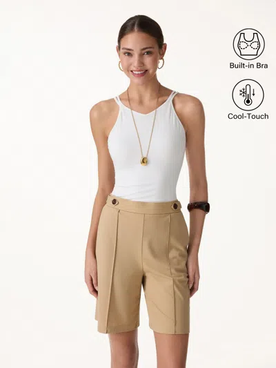 Oglmove Cooltouch V-neck Spaghetti Bra Tank In White