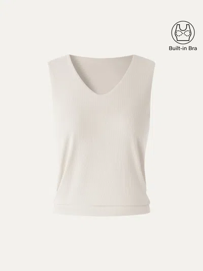 Oglmove Cooltouch V-neck Wide Shoulder Bra Tank In Jet Stream Beige