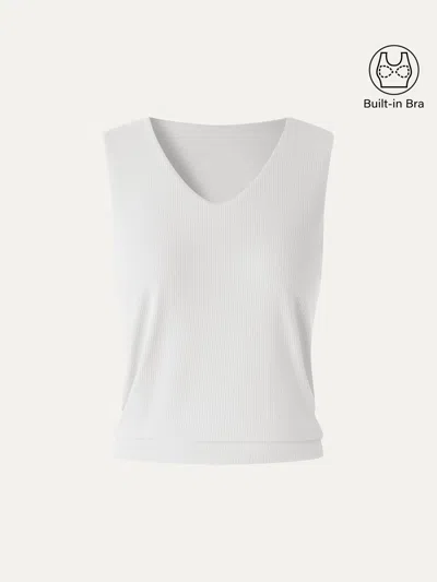 Oglmove Cooltouch V-neck Wide Shoulder Bra Tank In White