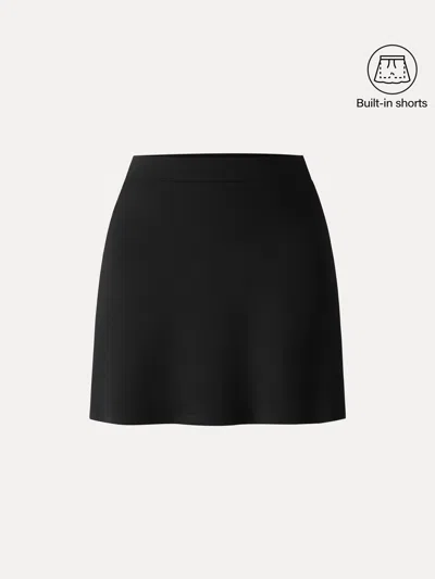 Oglmove Cotton Blend Mini Pull-on A-line Skirt With Pockets In Black