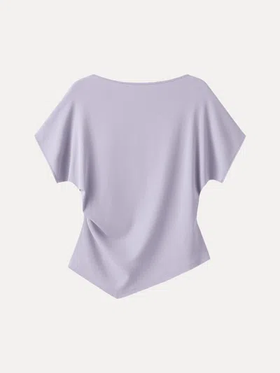 Oglmove Cotton Lyocell Boatneck Angled Summer Tee In Purple