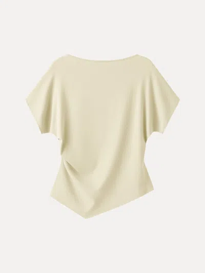 Oglmove Cotton Lyocell Boatneck Angled Summer Tee In Yellow