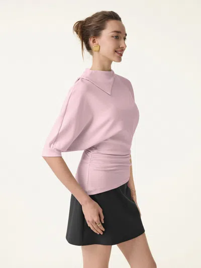 Oglmove Cotton Lyocell Elbow Sleeve Ruched Tee