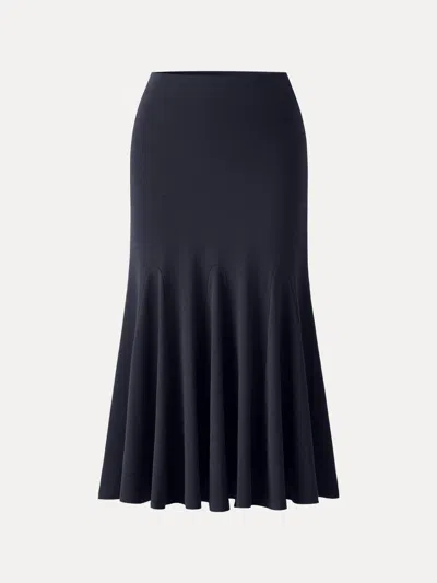 Oglmove Cotton Lyocell Flowy Flared Midi Skirt In Black