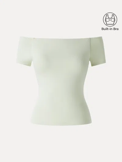 Oglmove Cotton Lyocell Non-slip Off-the-shoulder Bra Top In Pink