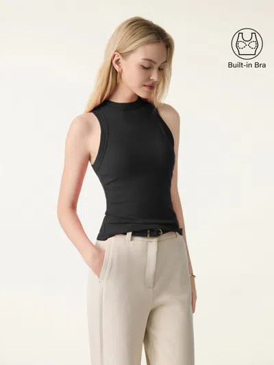 Oglmove Cotton Lyocell Perkins Collar Bra Tank In Black