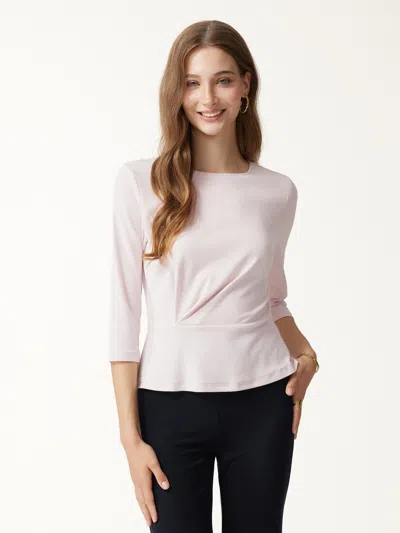 Oglmove Cotton Lyocell Round Neck Tucked Top In Barely Pink