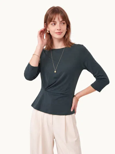 Oglmove Cotton Lyocell Round Neck Tucked Top In Yankees Blue