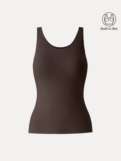 Oglmove Cotton Lyocell U-neck Bra Tank In Brown