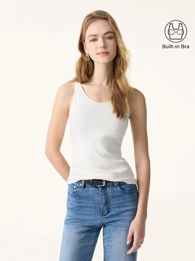 Oglmove Cotton Lyocell U-neck Bra Tank In White