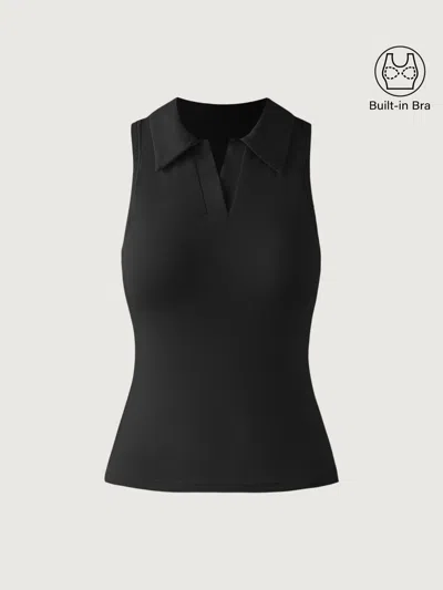 Oglmove Cotton Polo Bra Tank In Black