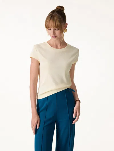Oglmove Cotton-linen Blend Cooling Essential Summer Tee In White