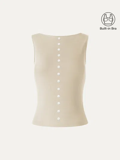 Oglmove Cotton-linen Boatneck Cropped Bra Top