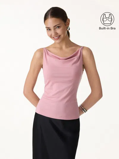 Oglmove Cowl Neck Bra Tank In Pink