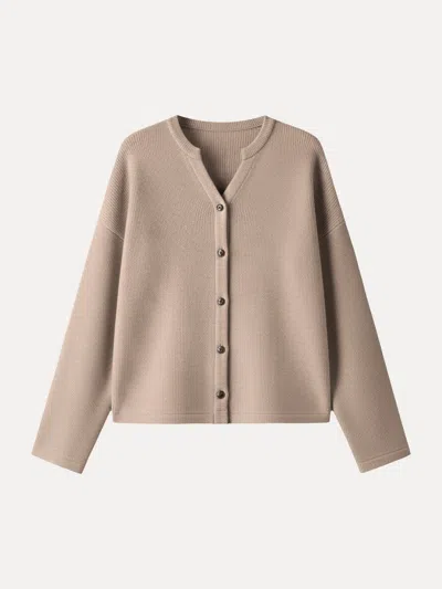 Oglmove Cozy Knit Cropped Button Front Cardigan In Brown