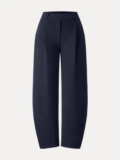 Oglmove Cozy Knit Mid Rise Barrel Leg Pull-on Pants In Blue