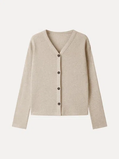 Oglmove Cozy Rib V-neck Button-fronted Cardigan