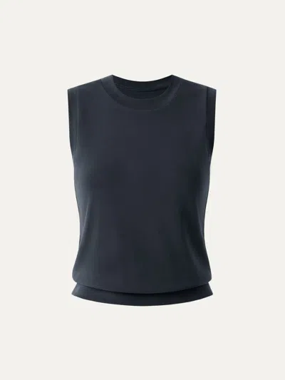 Oglmove Sandwashed Crew Neck Top In Blue