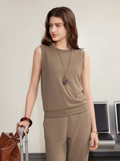 Oglmove Crew Neck Top In Brown