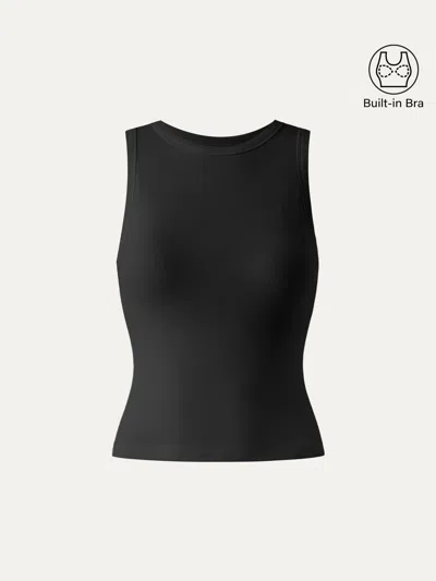 Oglmove Crewneck Cotton New Airy Bra Tank In Black