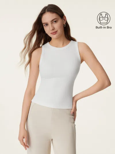 Oglmove Crewneck Cotton New Airy Bra Tank In White