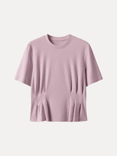 Oglmove Crewneck Short Sleeve Cinched Waist Tee In Pink