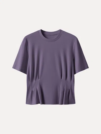 Oglmove Crewneck Short Sleeve Cinched Waist Tee In Purple