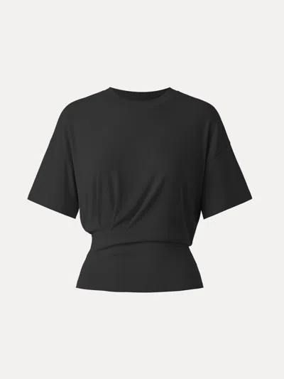 Oglmove Crewneck Short Sleeve Tucked Tee In Black