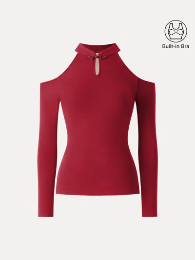 Oglmove Cutout Shoulder Mandarin Collar Going-out Bra Top Limited Edition