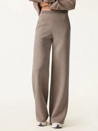Oglmove Double Waistband Straight Leg Pants With Pockets In Brown