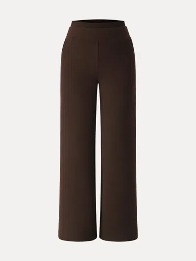 Oglmove Double Waistband Straight Leg Pants With Pockets In Brown