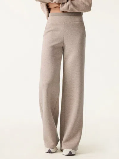 Oglmove Double Waistband Straight Leg Pants With Pockets In Neutral