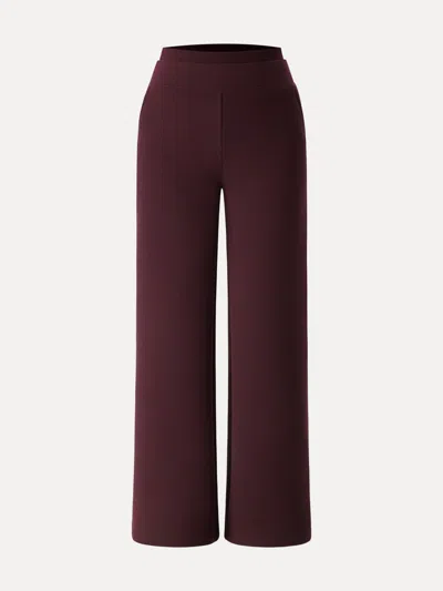 Oglmove Double Waistband Straight Leg Pants With Pockets In Burgundy