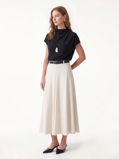 Oglmove Draped Mock Neck Cap Sleeve Top In Black