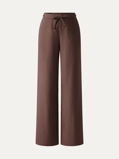 Oglmove Drawstring Wide Leg Pant With Pockets In Brown