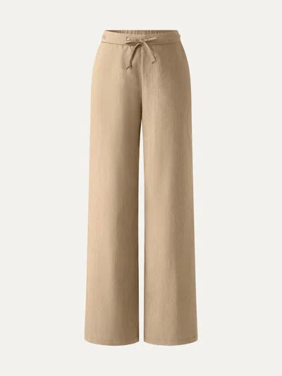 Oglmove Drawstring Wide Leg Pant With Pockets In Cinnamon Khaki Brown