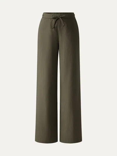 Oglmove Drawstring Wide Leg Pant With Pockets In Green