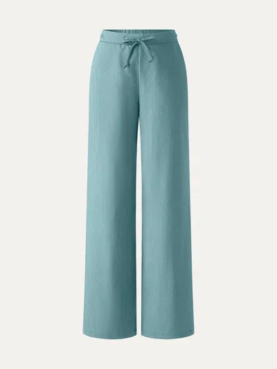 Oglmove Drawstring Wide Leg Pant With Pockets In Stone Turquoise Blue
