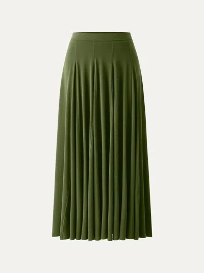 Oglmove Eco-miyamoon® Godet Hem Pull-on Maxi Skirt In Kale