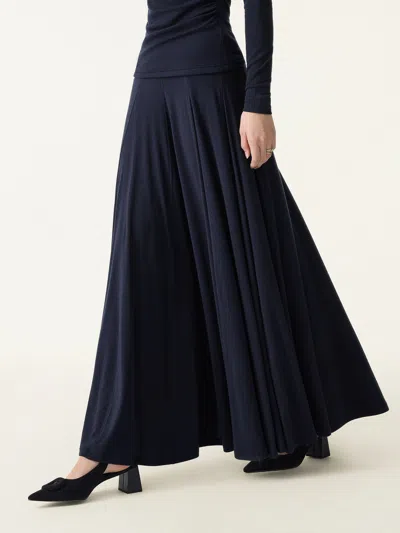 Oglmove Eco-miyamoon® Godet Hem Pull-on Maxi Skirt In Navy