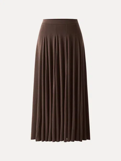 Oglmove Eco-miyamoon® Godet Hem Pull-on Maxi Skirt In Umber Wood